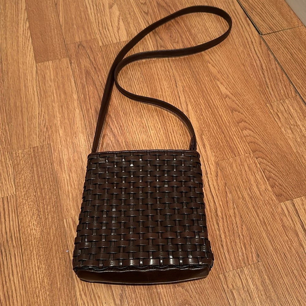Nine West Brown Crossbody Woven Leather Crossbody Purse
